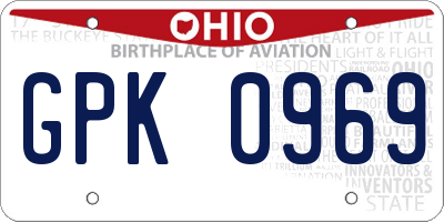 OH license plate GPK0969
