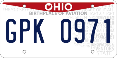 OH license plate GPK0971