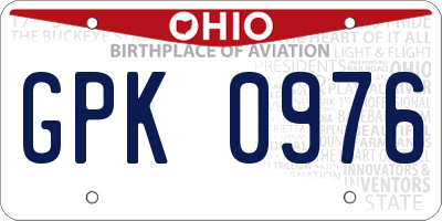 OH license plate GPK0976