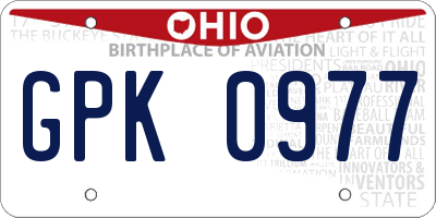 OH license plate GPK0977