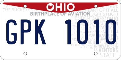 OH license plate GPK1010
