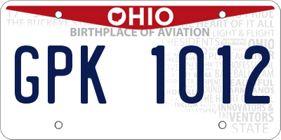 OH license plate GPK1012