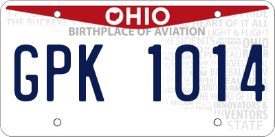 OH license plate GPK1014