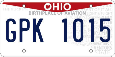 OH license plate GPK1015
