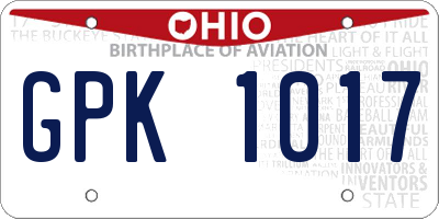 OH license plate GPK1017
