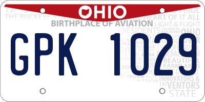 OH license plate GPK1029