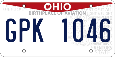 OH license plate GPK1046