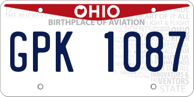 OH license plate GPK1087