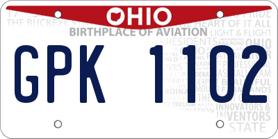 OH license plate GPK1102