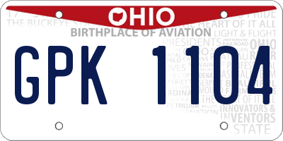 OH license plate GPK1104