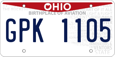 OH license plate GPK1105