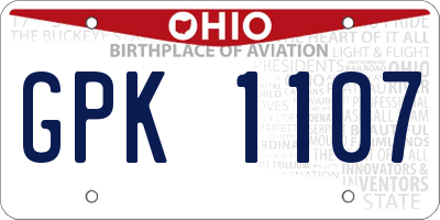OH license plate GPK1107