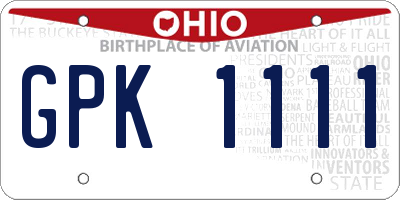 OH license plate GPK1111