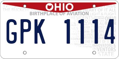 OH license plate GPK1114