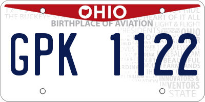 OH license plate GPK1122