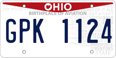 OH license plate GPK1124