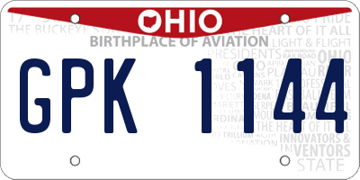 OH license plate GPK1144