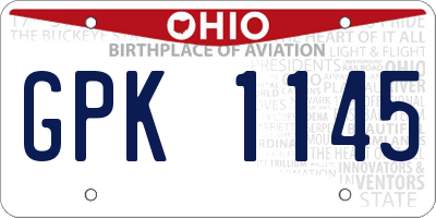 OH license plate GPK1145