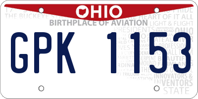 OH license plate GPK1153