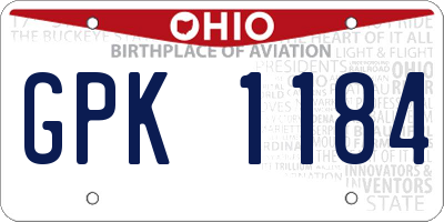 OH license plate GPK1184