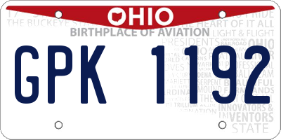 OH license plate GPK1192