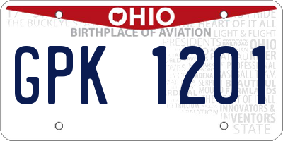 OH license plate GPK1201