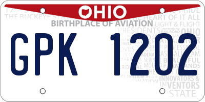 OH license plate GPK1202