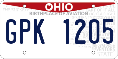 OH license plate GPK1205