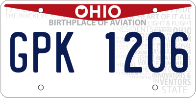 OH license plate GPK1206