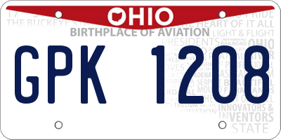 OH license plate GPK1208