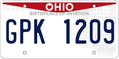 OH license plate GPK1209