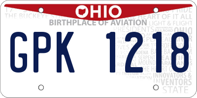 OH license plate GPK1218