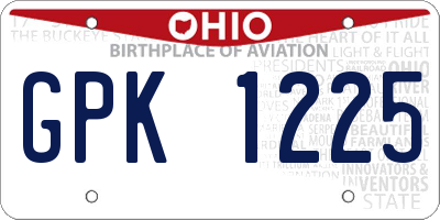 OH license plate GPK1225