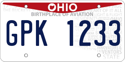 OH license plate GPK1233