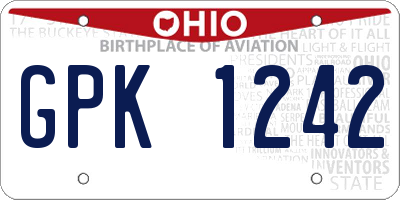 OH license plate GPK1242