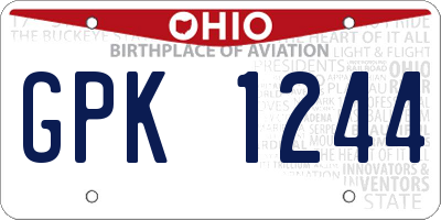 OH license plate GPK1244