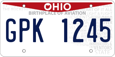 OH license plate GPK1245
