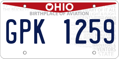 OH license plate GPK1259