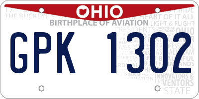 OH license plate GPK1302