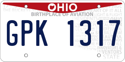 OH license plate GPK1317