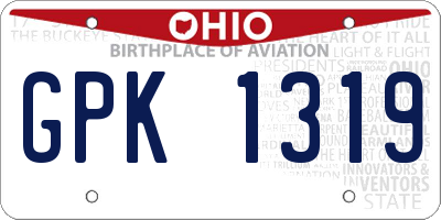 OH license plate GPK1319