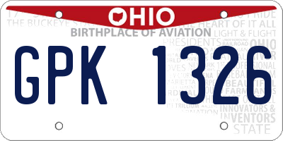 OH license plate GPK1326