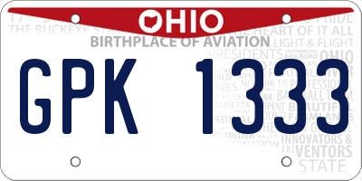 OH license plate GPK1333