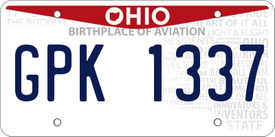 OH license plate GPK1337