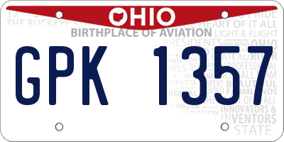 OH license plate GPK1357