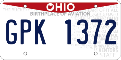 OH license plate GPK1372