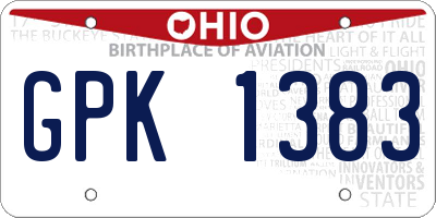 OH license plate GPK1383