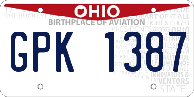 OH license plate GPK1387