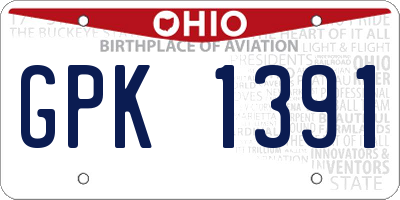 OH license plate GPK1391