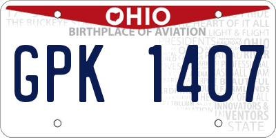 OH license plate GPK1407